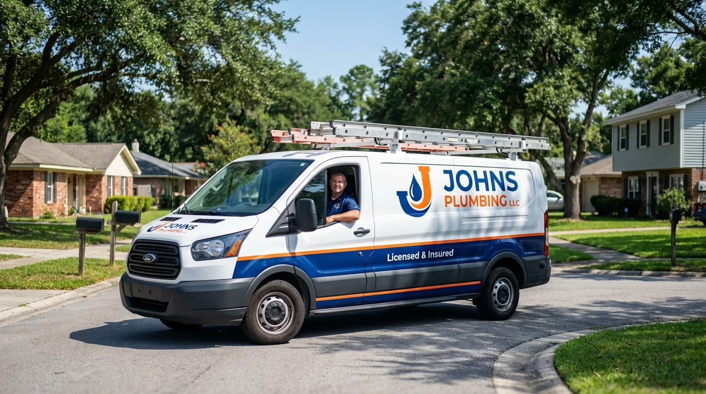 Johns Plumbing LLC service van in Weymouth, MA