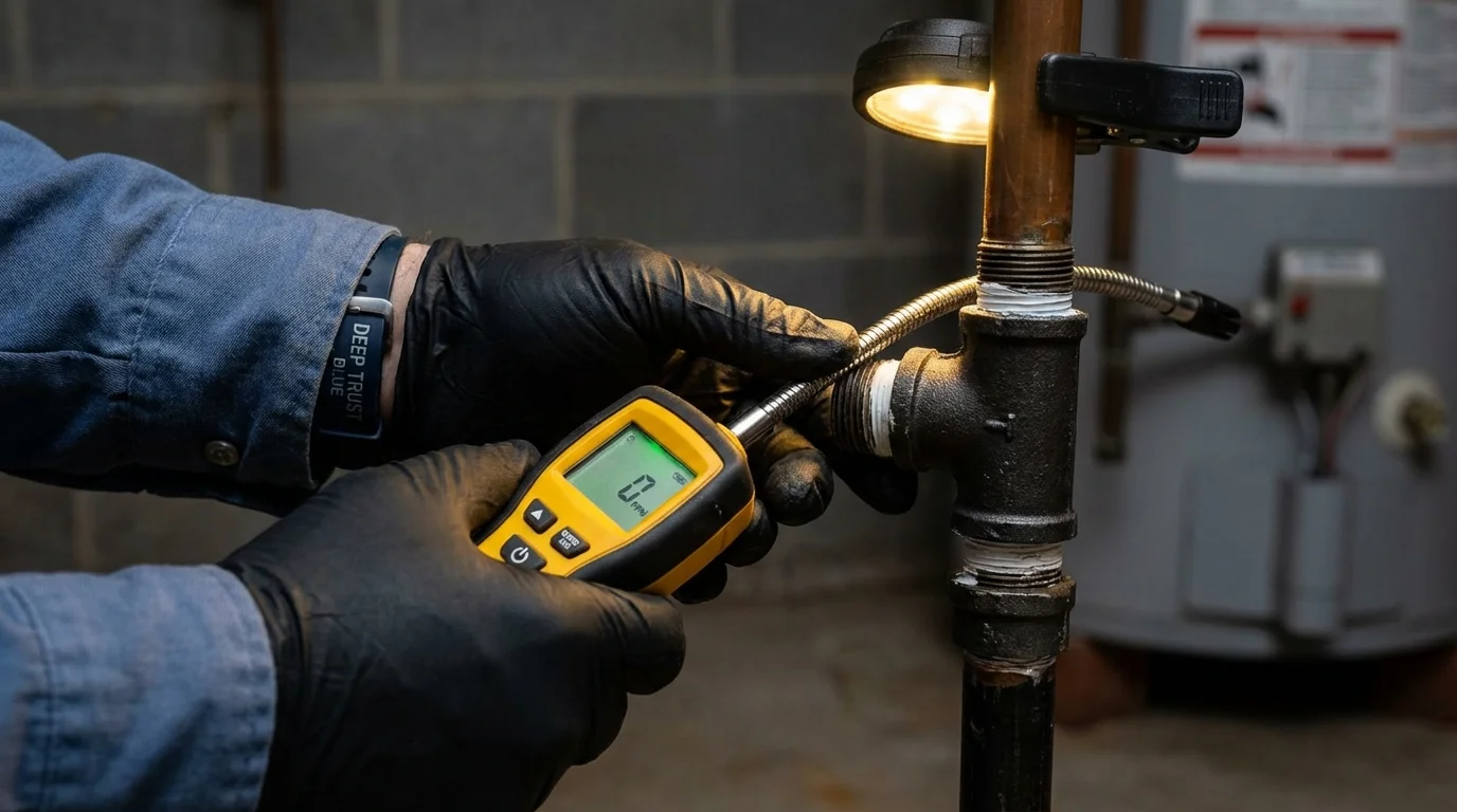 Gas leak detection with electronic sniffer by Johns Plumbing LLC in Weymouth