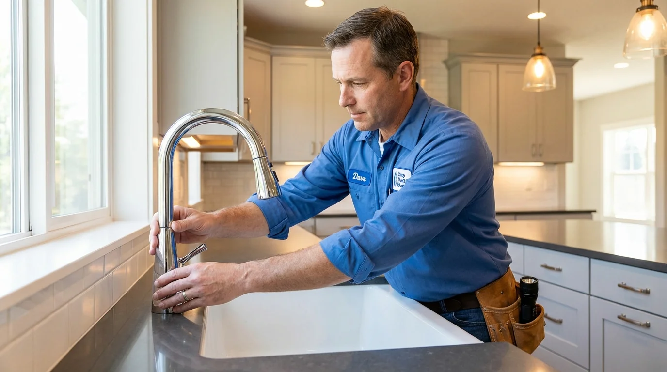 Kitchen faucet installation by Johns Plumbing LLC in Weymouth