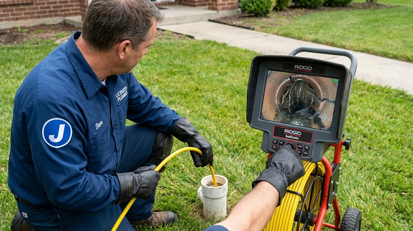 Sewer camera inspection being performed by Johns Plumbing LLC in Weymouth