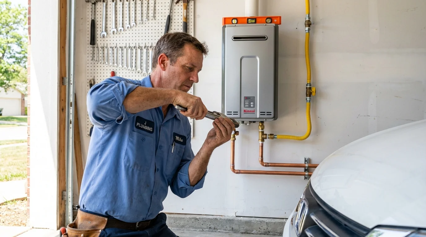 Tankless water heater installation by a Johns Plumbing LLC plumber in Weymouth
